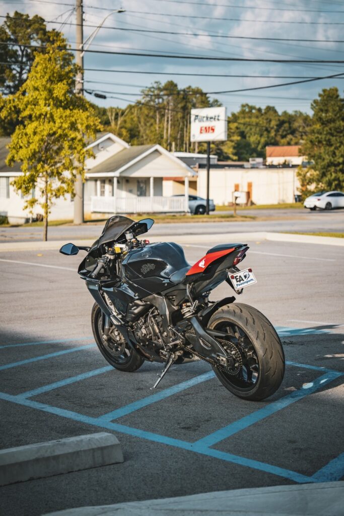 Marketing photos of a black pre-owned 2020 Yamaha YZF-R1